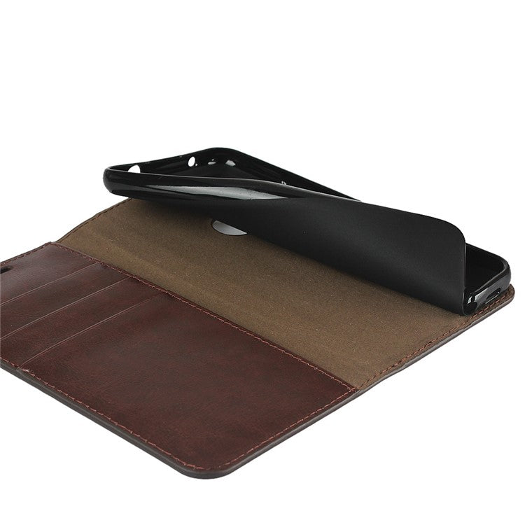 Crazy Horse Skin Genuine Leather Shell for Google Pixel 4a - Coffee