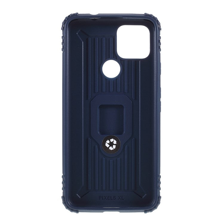 Finger Ring Kickstand TPU Protective Case for Google Pixel 4a 5G/Pixel 5XL - Blue