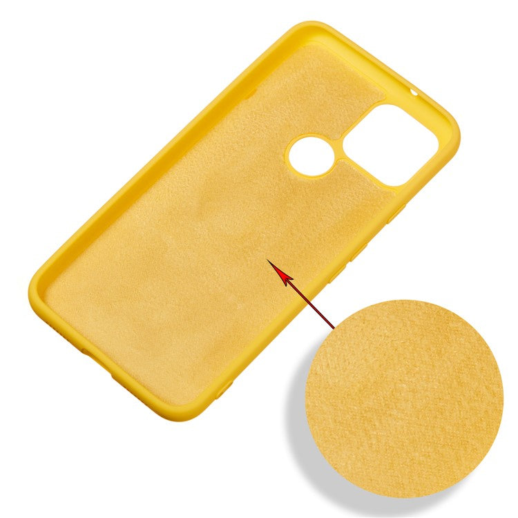 Liquid Silicone Phone Case for Google Pixel 5, Lightweight Microfiber Lining Cushion Texture Cover - Yellow