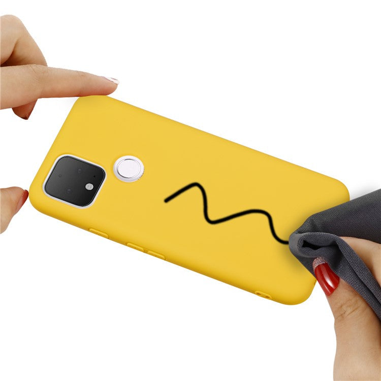 Liquid Silicone Phone Case for Google Pixel 5, Lightweight Microfiber Lining Cushion Texture Cover - Yellow