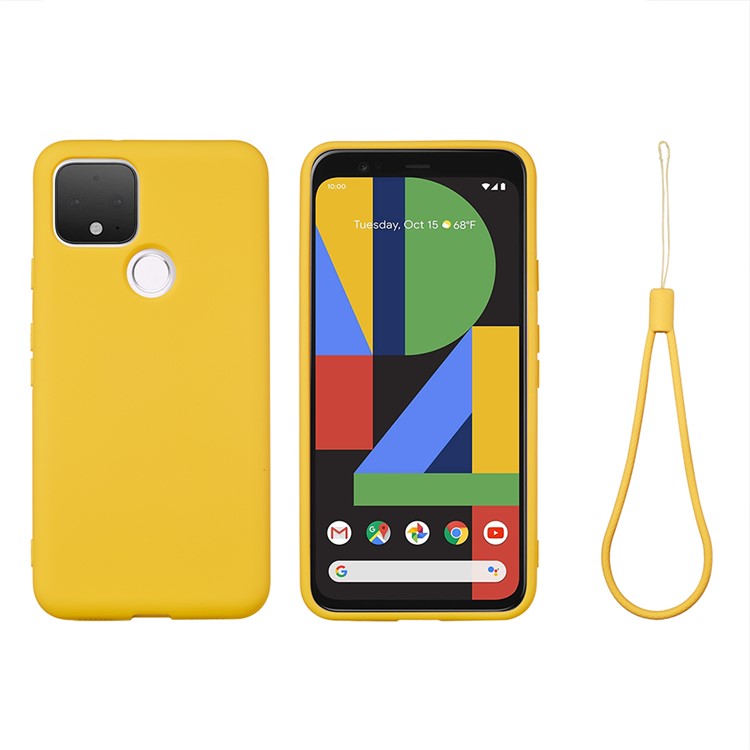 Liquid Silicone Phone Case for Google Pixel 5, Lightweight Microfiber Lining Cushion Texture Cover - Yellow