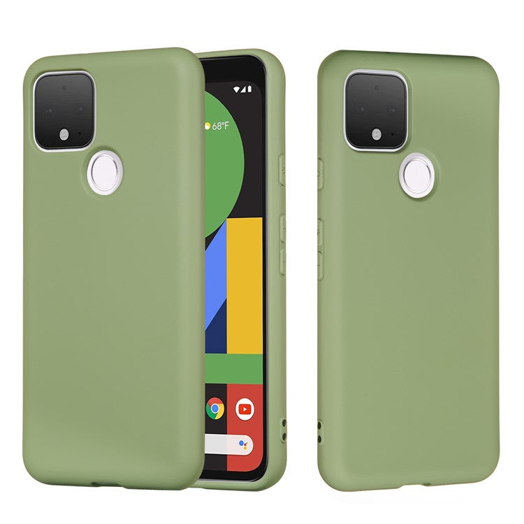 Liquid Silicone Phone Case for Google Pixel 5, Lightweight Microfiber Lining Cushion Texture Cover - Green