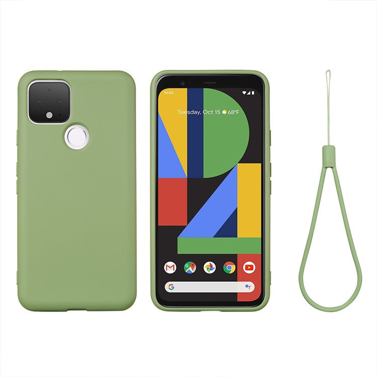 Liquid Silicone Phone Case for Google Pixel 5, Lightweight Microfiber Lining Cushion Texture Cover - Green