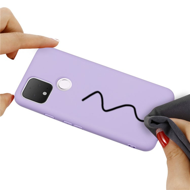 Liquid Silicone Phone Case for Google Pixel 5, Lightweight Microfiber Lining Cushion Texture Cover - Purple