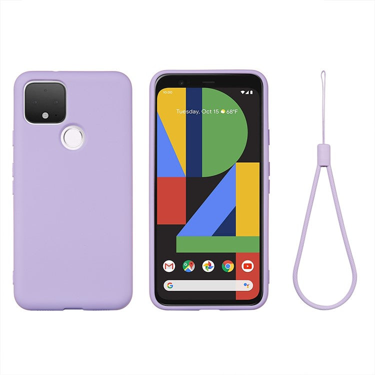 Liquid Silicone Phone Case for Google Pixel 5, Lightweight Microfiber Lining Cushion Texture Cover - Purple