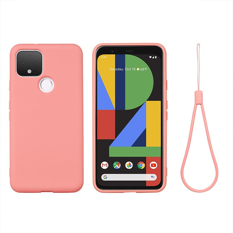 For Google Pixel 4a 5G/Pixel 5XL Shockproof Anti-scratch Anti-dust Liquid Silicone Phone Cover Phone Case - Pink