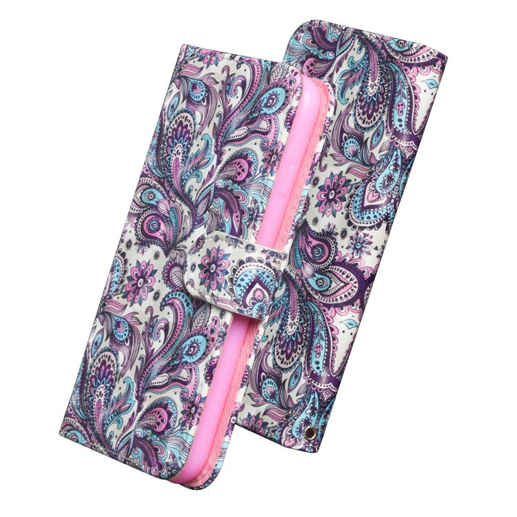 Light Spot Decor Pattern Printing Wallet Stand Leather Shell with Strap for Google Pixel 4a - Flower Pattern