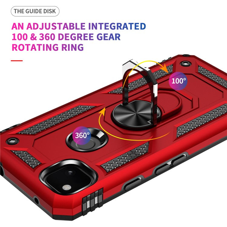 Hybrid PC TPU Shell for Google Pixel 4a Kickstand Armor Cover - Red