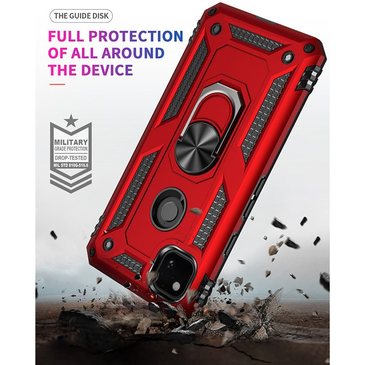 Hybrid PC TPU Shell for Google Pixel 4a Kickstand Armor Cover - Red