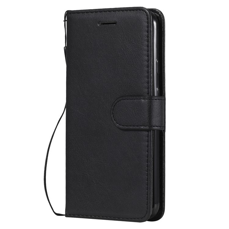 KT Leather Series-2 PU Leather Wallet Stand Case with Lanyard for Google Pixel 5 - Black