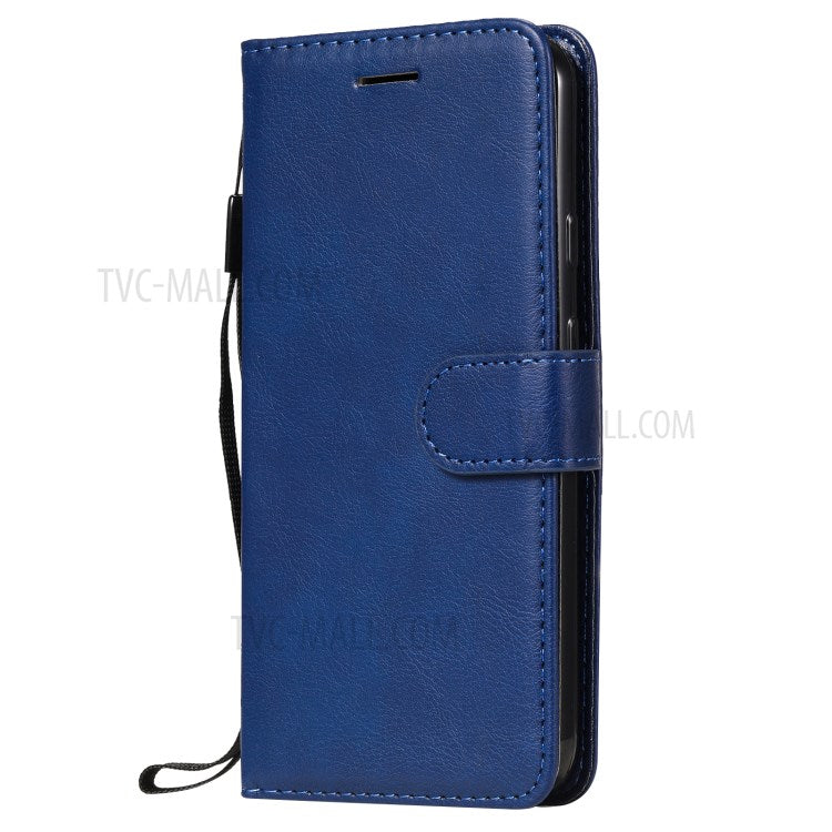 KT Leather Series-2 PU Leather Wallet Stand Case with Lanyard for Google Pixel 5 - Blue
