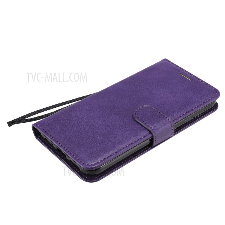 KT Leather Series-2 PU Leather Wallet Stand Case with Lanyard for Google Pixel 5 - Purple