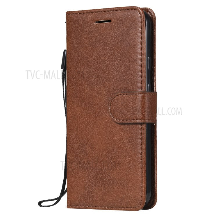 KT Leather Series-2 PU Leather Wallet Stand Case with Lanyard for Google Pixel 5 - Brown