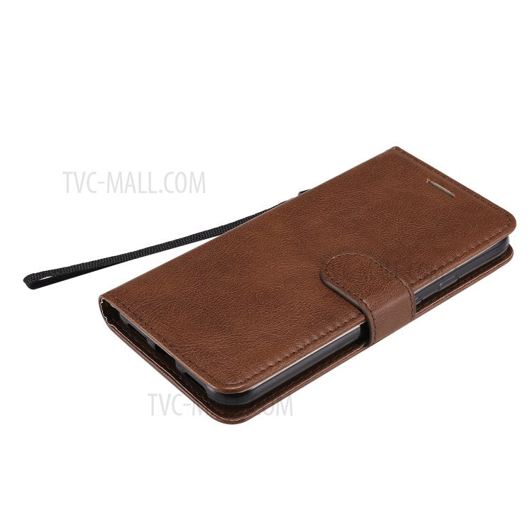 KT Leather Series-2 PU Leather Wallet Stand Case with Lanyard for Google Pixel 5 - Brown