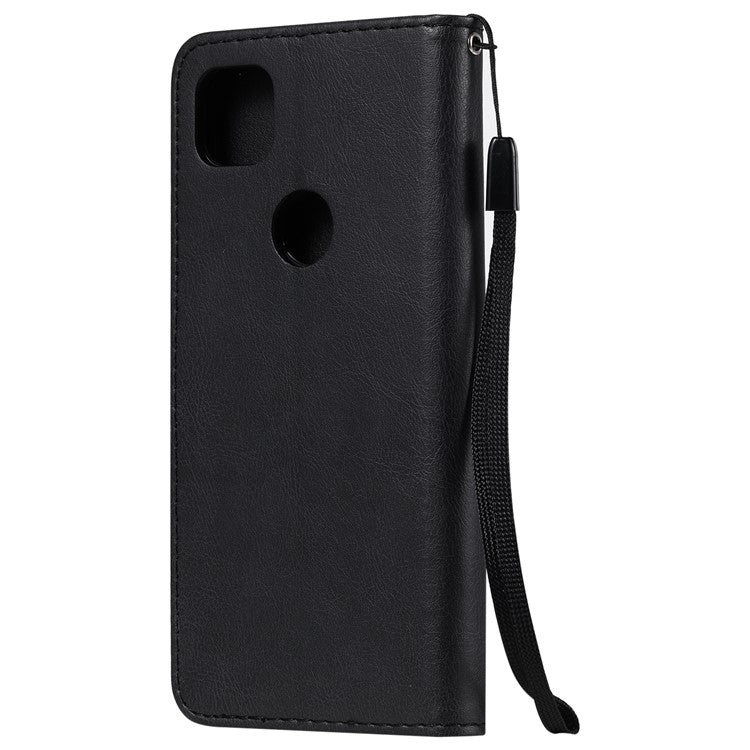 KT Leather Series-2 PU Leather Wallet Stand Case with Handy Strap for Google Pixel 4a - Black