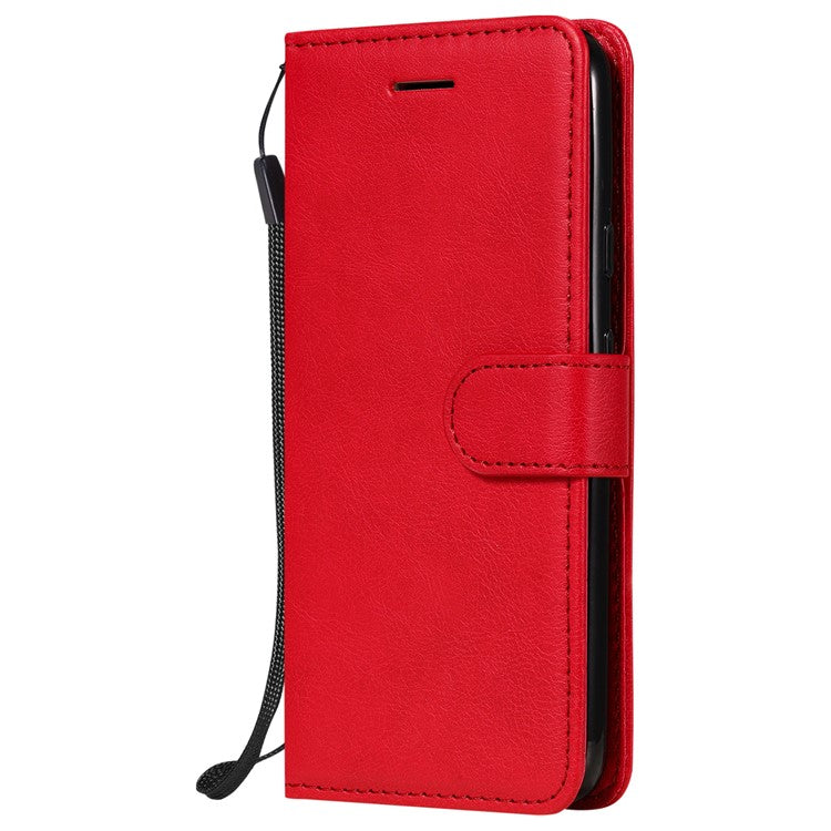 KT Leather Series-2 PU Leather Wallet Stand Case with Handy Strap for Google Pixel 4a - Red