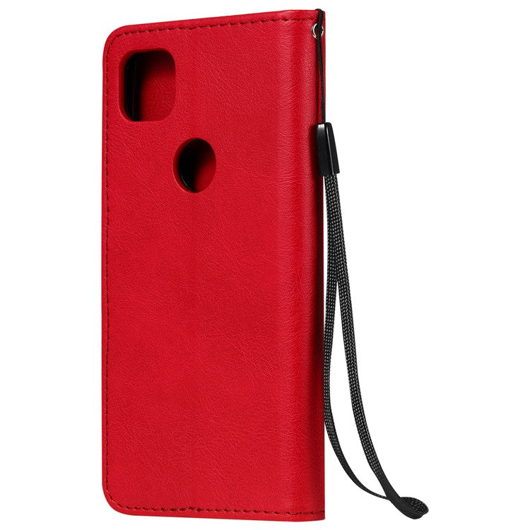 KT Leather Series-2 PU Leather Wallet Stand Case with Handy Strap for Google Pixel 4a - Red