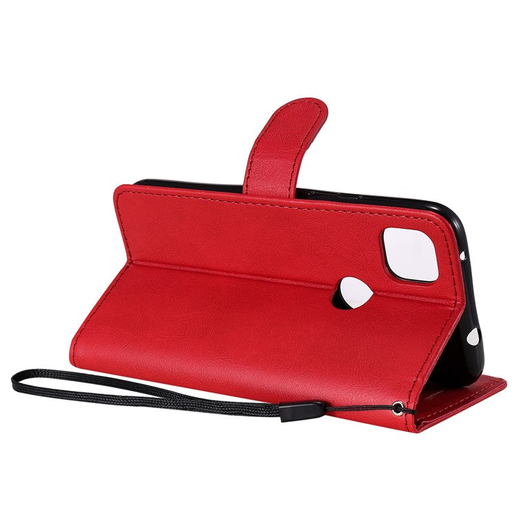KT Leather Series-2 PU Leather Wallet Stand Case with Handy Strap for Google Pixel 4a - Red