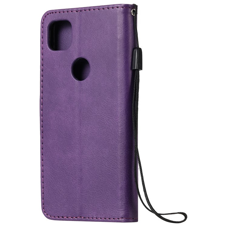KT Leather Series-2 PU Leather Wallet Stand Case with Handy Strap for Google Pixel 4a - Purple