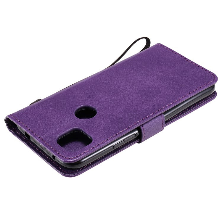 KT Leather Series-2 PU Leather Wallet Stand Case with Handy Strap for Google Pixel 4a - Purple