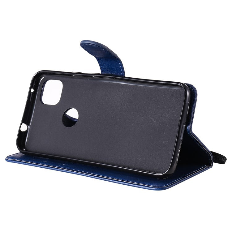 KT Leather Series-2 PU Leather Wallet Stand Case with Handy Strap for Google Pixel 4a - Blue