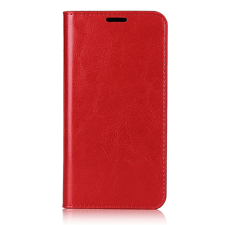 Crazy Horse Genuine Leather Wallet Stand Cover Case for Google Pixel 4a 5G - Red