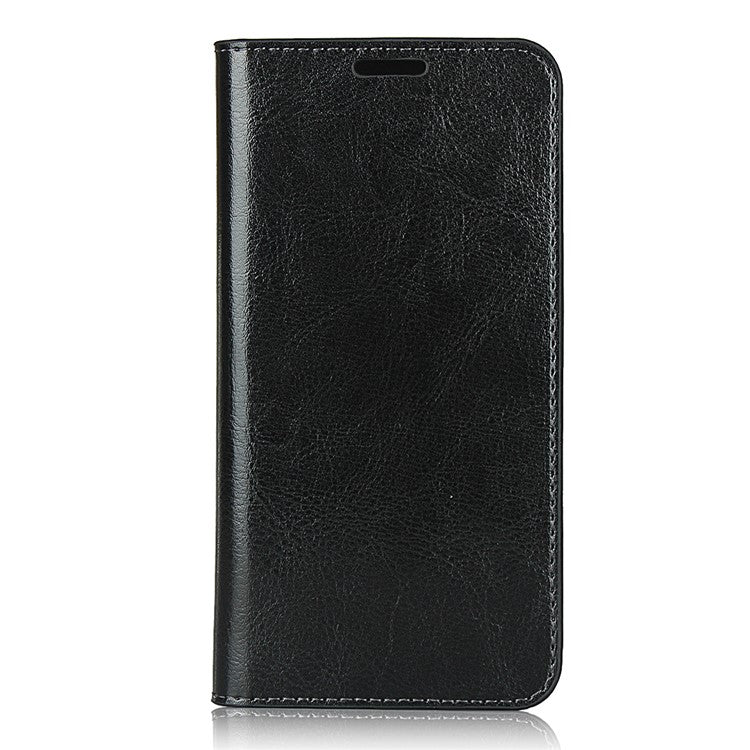 Crazy Horse Genuine Leather Wallet Stand Case for Google Pixel 5 - Black