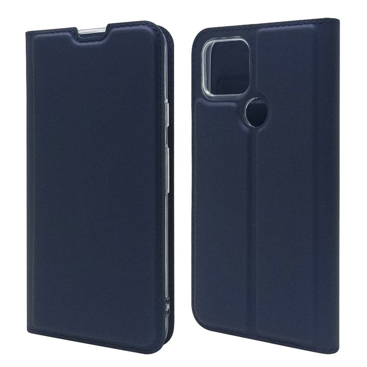 New Magnetic Adsorption Leather Stand Case with Card Holder for Google Pixel 5 - Blue