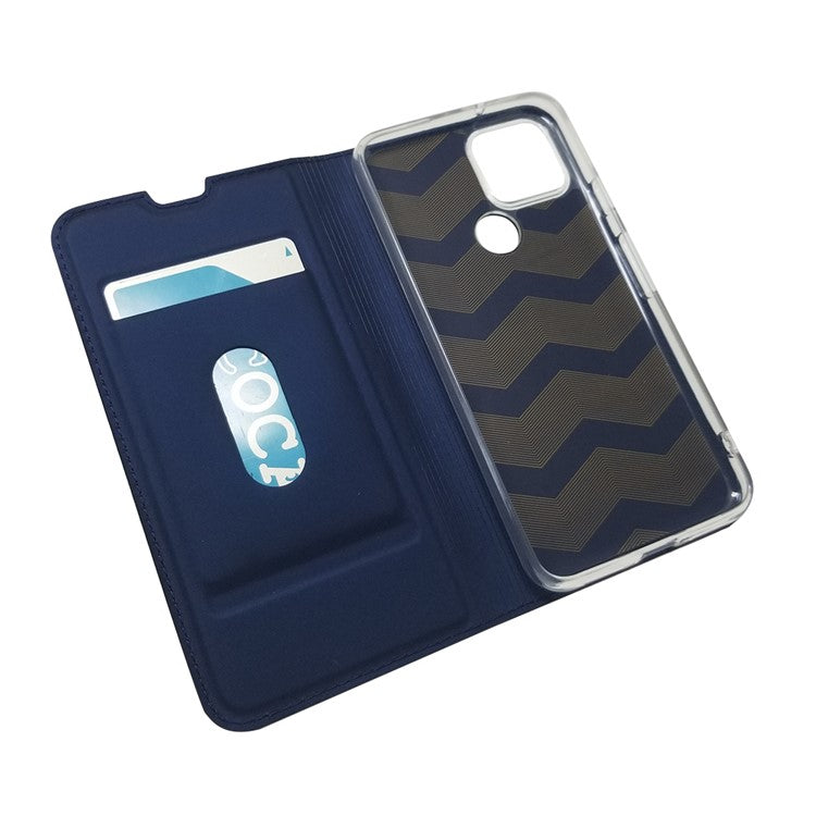 New Magnetic Adsorption Leather Stand Case with Card Holder for Google Pixel 5 - Blue