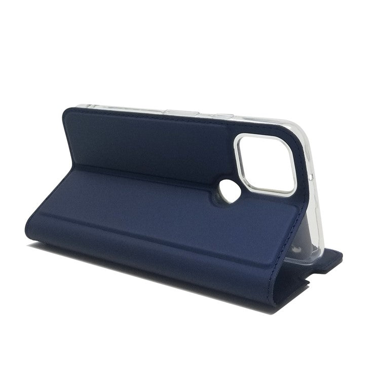 New Magnetic Adsorption Leather Stand Case with Card Holder for Google Pixel 5 - Blue