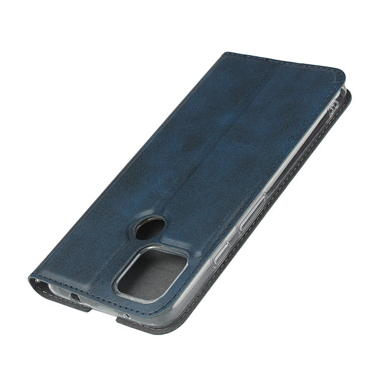 Leather Stand Case with Card Slot Phone Cover for Google Pixel 4a 5G - Blue