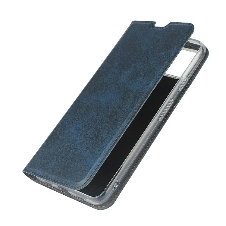 Leather Stand Case with Card Slot Phone Cover for Google Pixel 4a 5G - Blue