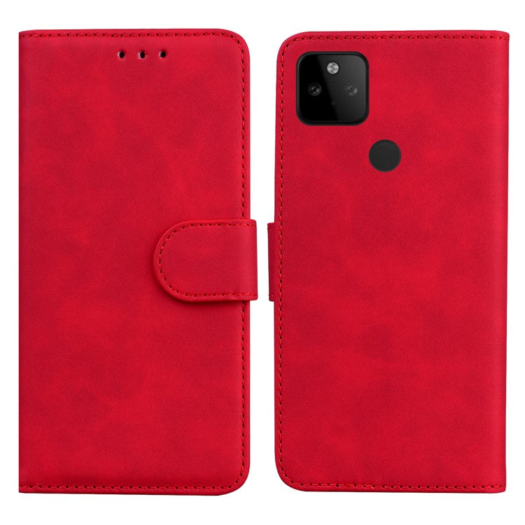 Flip Leather Phone Full Protection Case with Wallet Stand for Google Pixel 5a 5G - Red