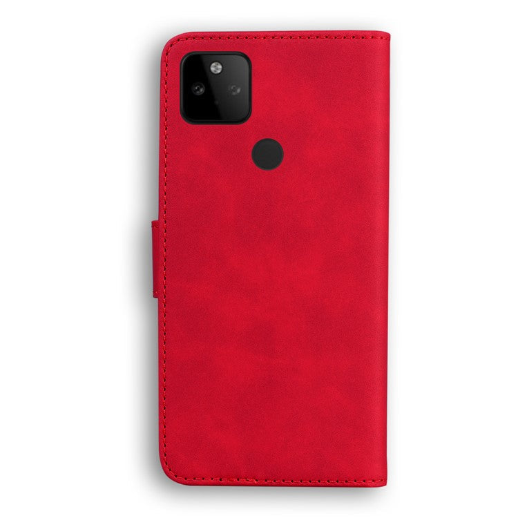 Flip Leather Phone Full Protection Case with Wallet Stand for Google Pixel 5a 5G - Red