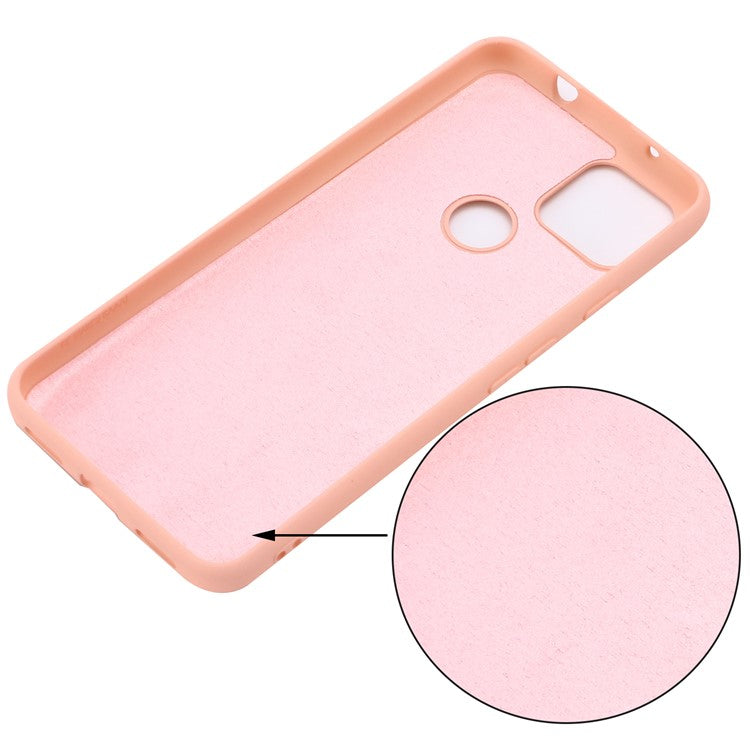 Well-Protected Solid Color Liquid Silicone Phone Protective Shell with Strap for Google Pixel 5a 5G - Pink