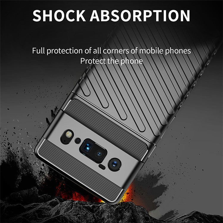 Thunder Series Twill Texture Thickened TPU Protective Cover Case for Google Pixel 6 Pro - Black