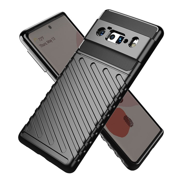 Thunder Series Twill Texture Thickened TPU Protective Cover Case for Google Pixel 6 Pro - Black