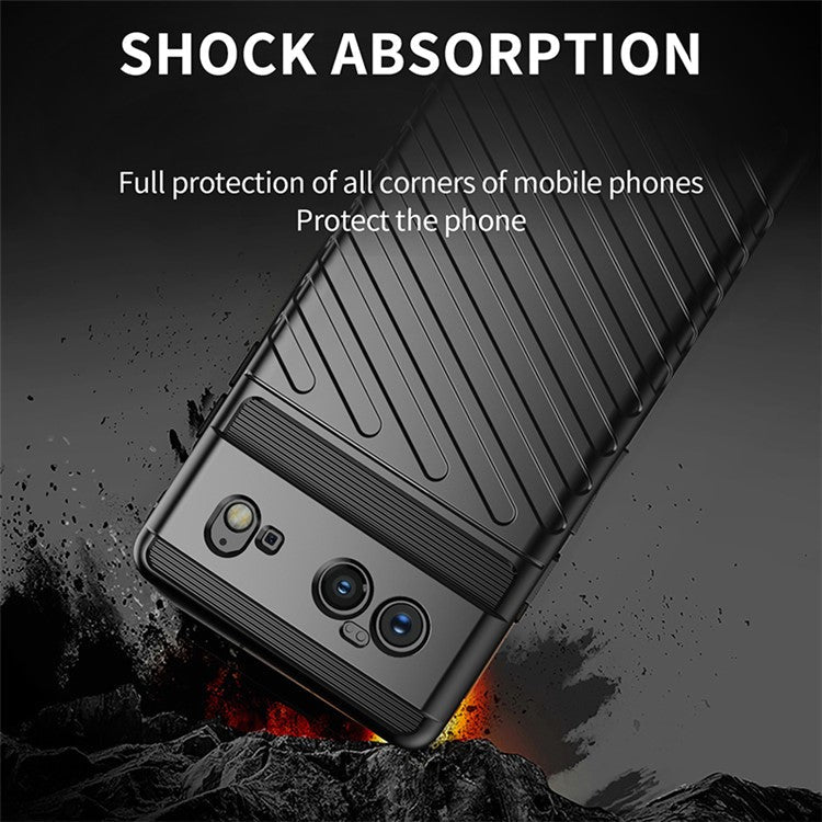 Thunder Series Twill Texture Thickened TPU Protective Cover Case for Google Pixel 6 - Black