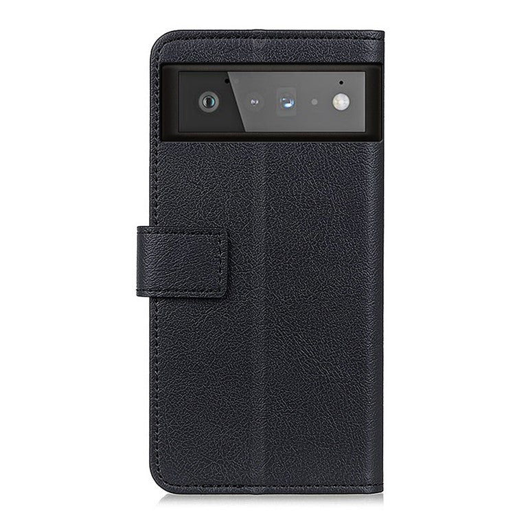 Drop-proof PU Leather Wallet Stand Case for Google Pixel 6 - Black