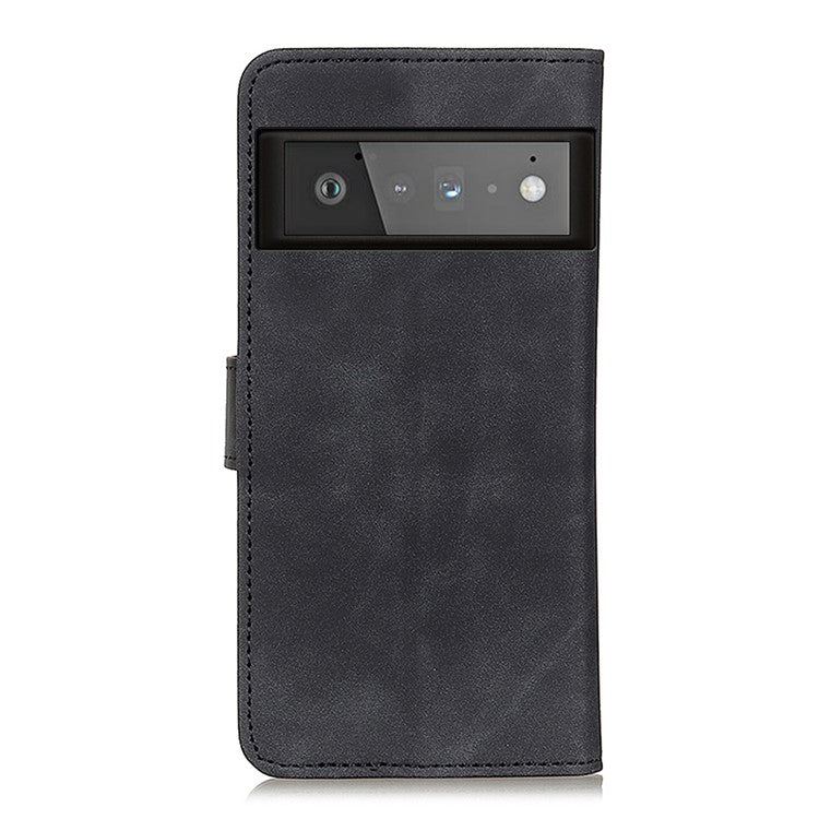 KHAZNEH Vintage Style Leather Wallet Stand Case for Google Pixel 6 Pro - Black