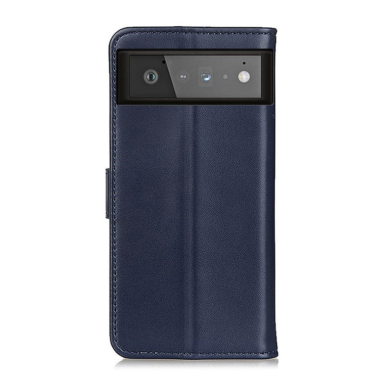PU Leather Protective Phone Wallet Stand Shell Case for Google Pixel 6 - Blue