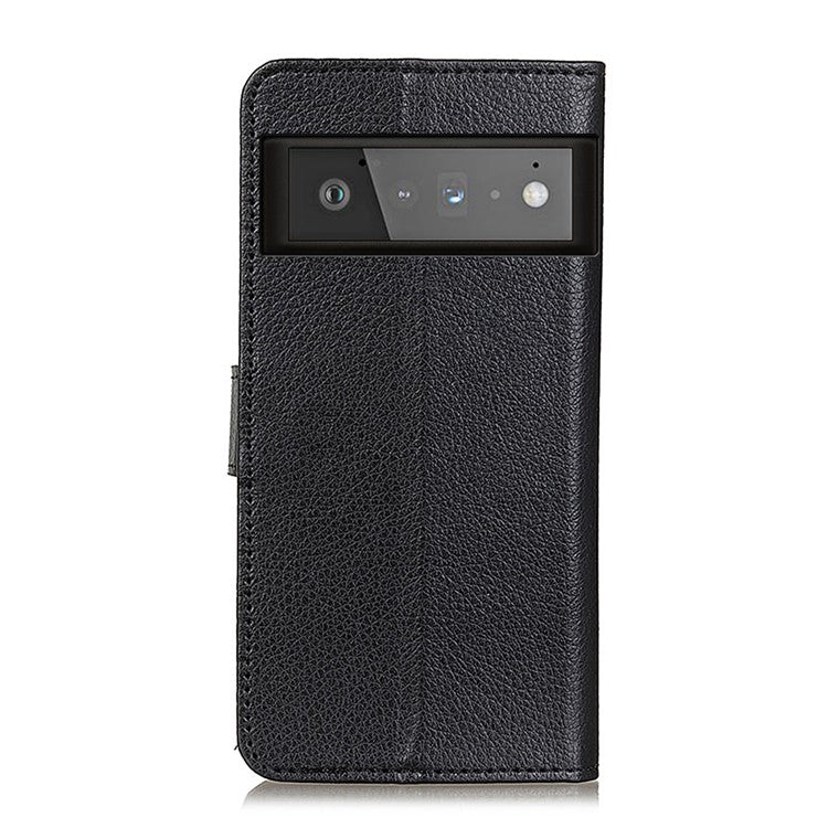Litchi Skin Wallet Leather Phone Case for Google Pixel 6 Pro - Black