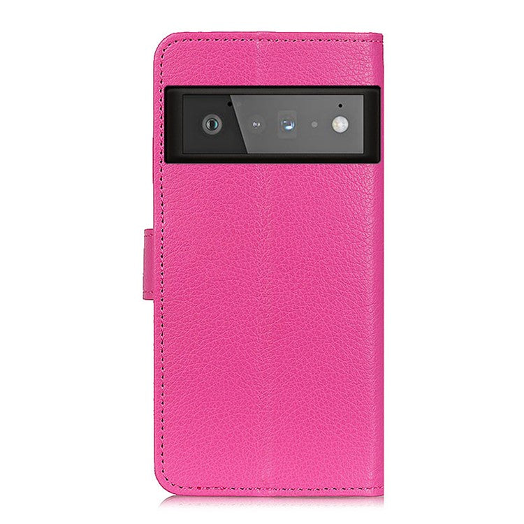 Litchi Skin Wallet Leather Phone Case for Google Pixel 6 Pro - Rose