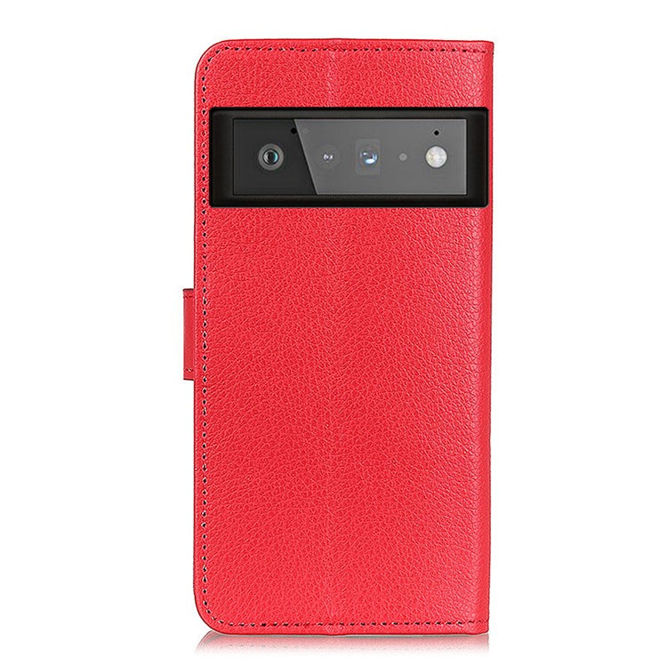 Litchi Skin Wallet Leather Phone Case for Google Pixel 6 Pro - Red