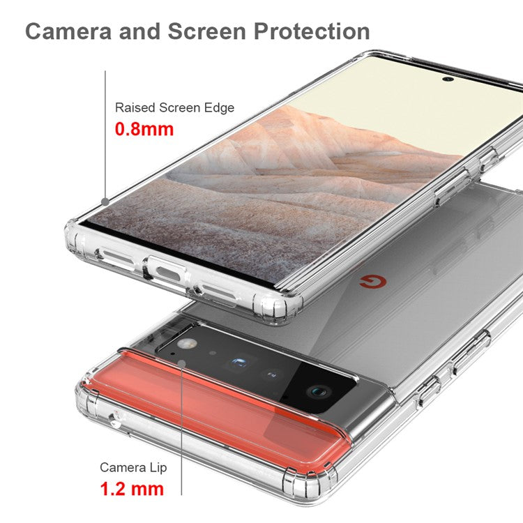 Ultra Clear Slim Shock Absorption Reinforced Soft TPU Frame + Solid Acrylic Back Cover for Google Pixel 6 Pro