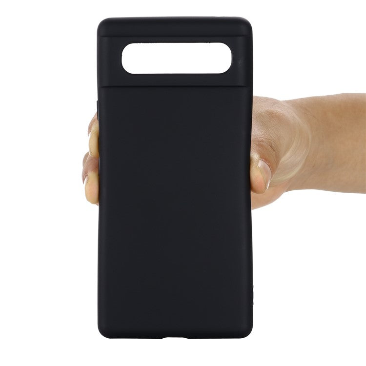 Mobile Phone Bag Case for Google Pixel 6 Liquid Silicone Shockproof Phone Cover with Strap - Black