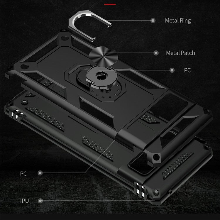 Military Grade Kickstand Design Shockproof PC TPU Hybrid Case Phone Shell for Google Pixel 6 Pro - Black
