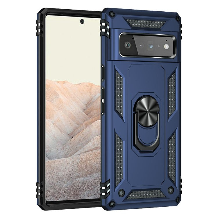 Military Grade Kickstand Design Shockproof PC TPU Hybrid Case Phone Shell for Google Pixel 6 Pro - Blue