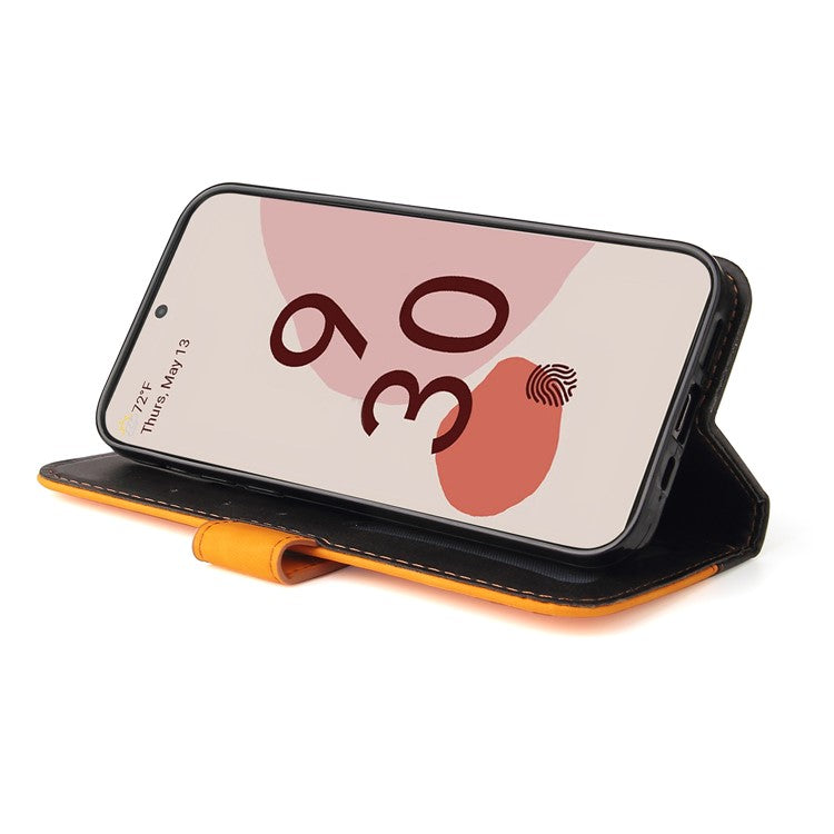 Two-Color Style Magnetic Soft TPU + PU Shockproof Flip Cover Wallet with Strap for Google Pixel 6 - Orange