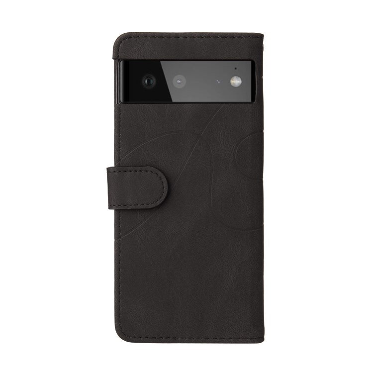 KT Leather Series-1 Bi-color Splicing Design Leather Wallet Case Stand Shell with Handy Strap for Google Pixel 6 Pro - Black